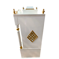 Side View of Prabhava Floor Rested Pooja Mandir with Door (White Gold)