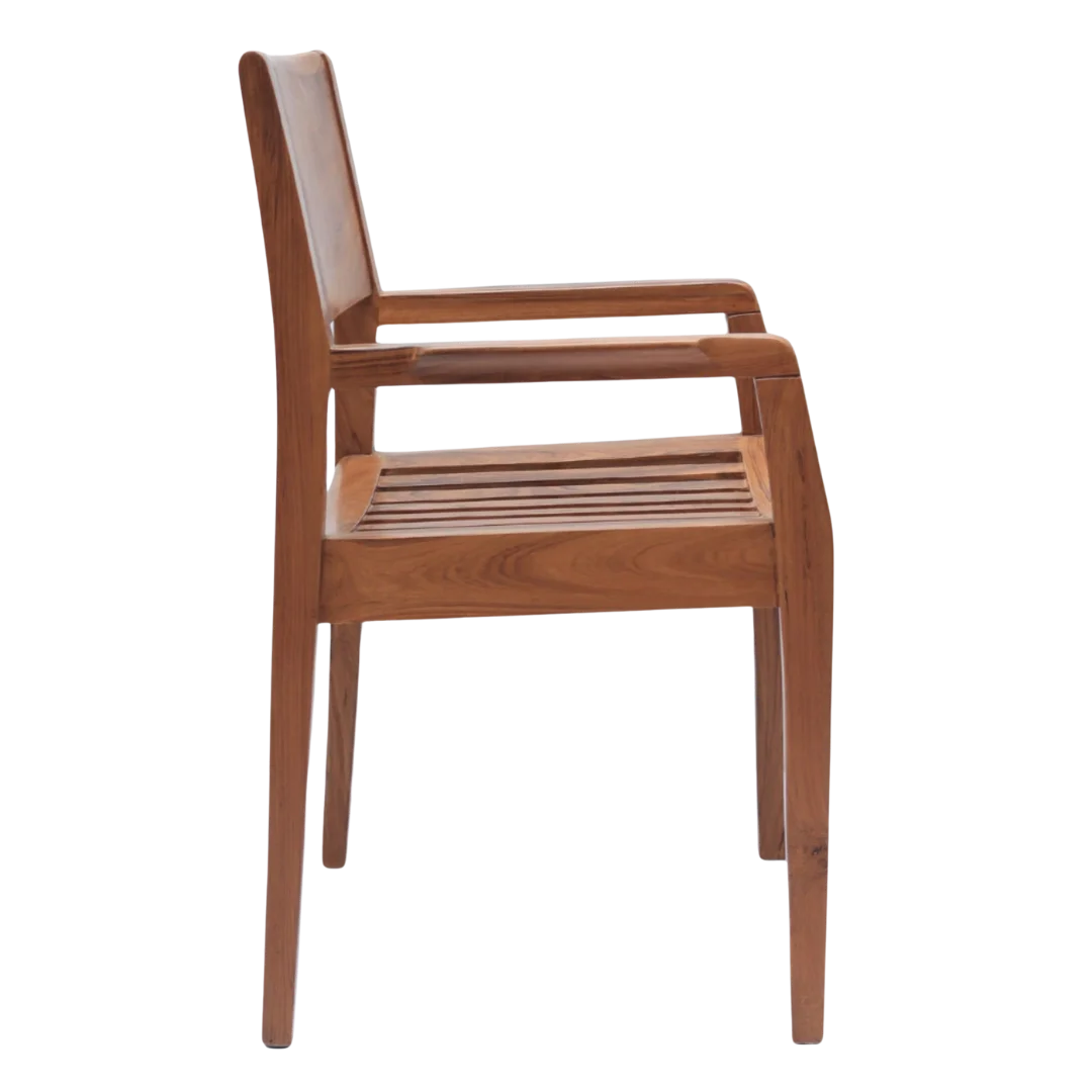 Side View of Raviso Teak Wood Bedroom Chairs (Teak)