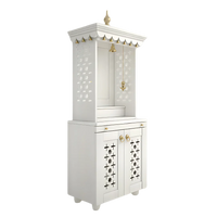 Side View of Rudralaya Teak Wood Pooja Mandap without Door (White)