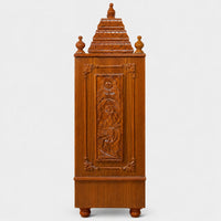 Smaran Teak Wood Pooja Mandir With Doors (Teak) Side View