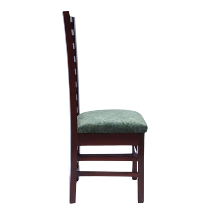 Side View of Stride Teak Wood Dining Chair (Brown Green)