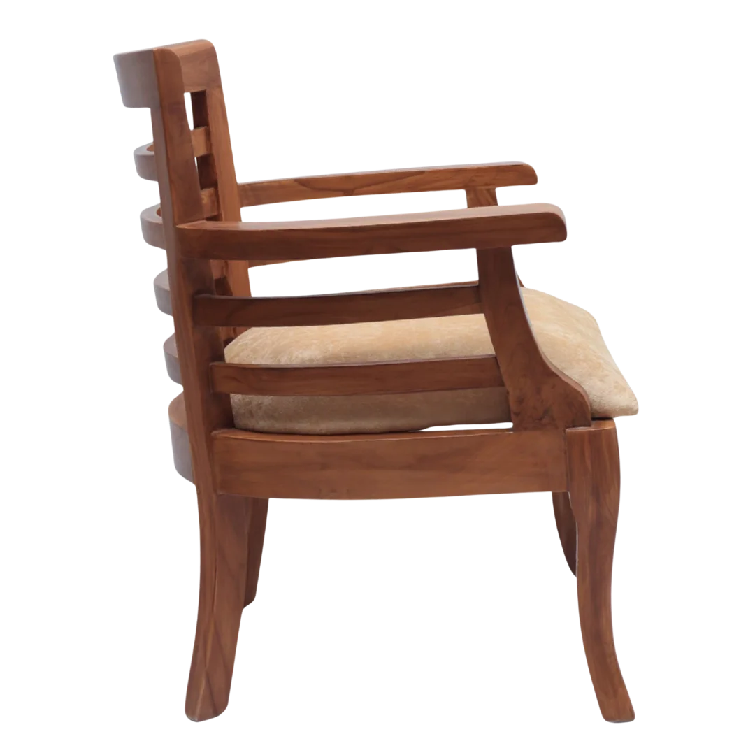 Side View of Toledo Teak Wood Arm Chairs (Teak)