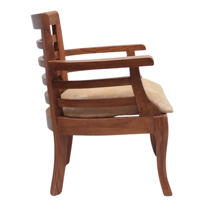 Side View of Toledo Teak Wood Arm Chairs (Teak)