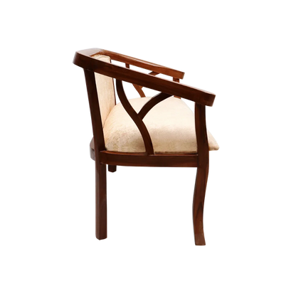 Side View of Verior Solid Wood Love Sofa (Teak Beige)