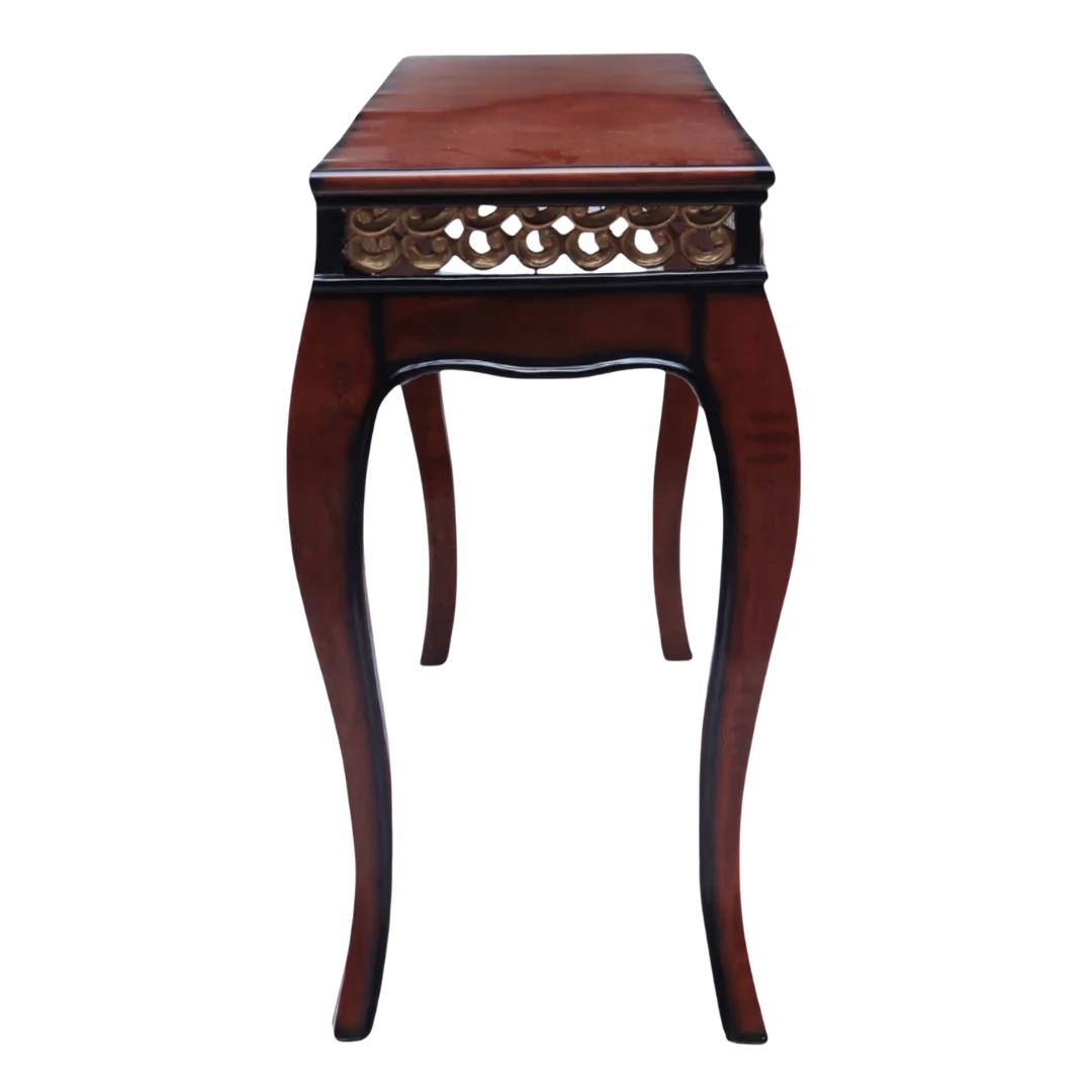 Side View of Vortex Solid Wood Console Table (Brown Gold)