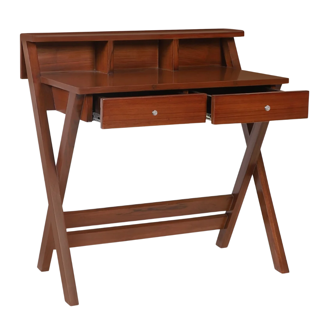Side Zoom Angle of Wisdom Solid Wood Writing Table (Teak)