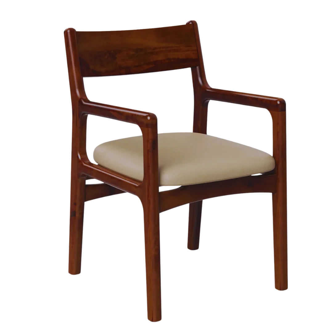 Haven Teak Wood Arm Chairs (Brown) Side Angle