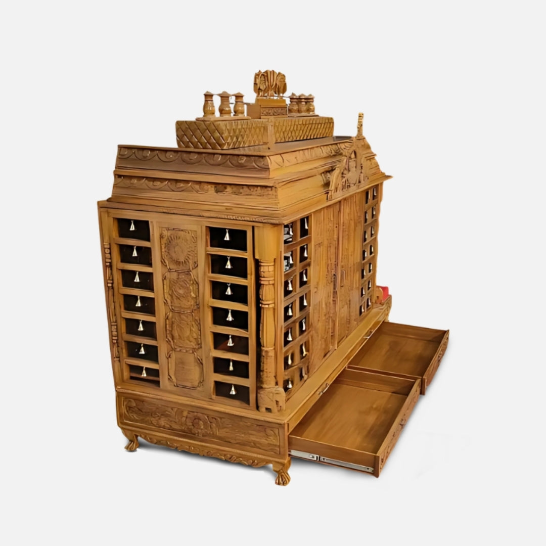 Side view of Vaikuntha Vedi Teak Wood Mandap Teak