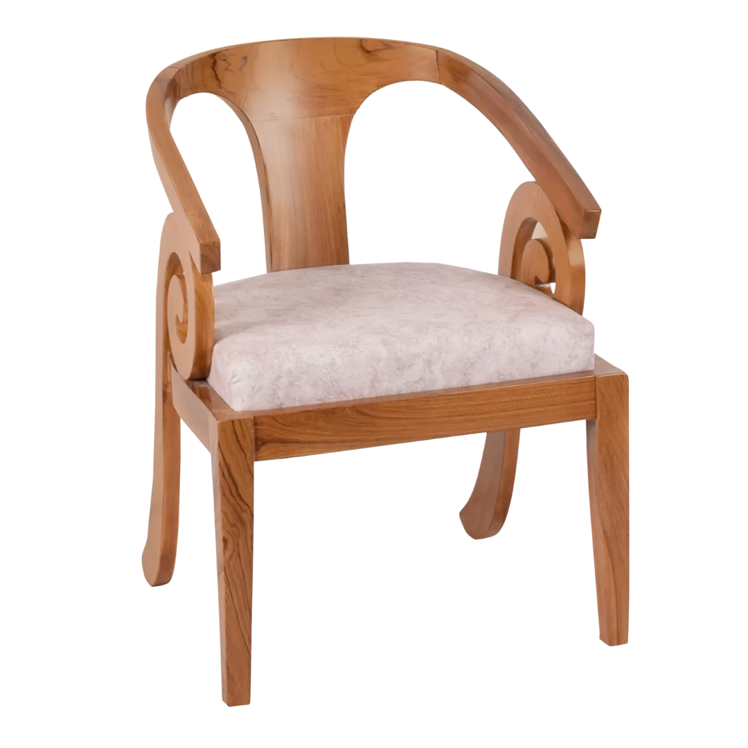 Side Angle of Arlaxa Teak Wood Arm Chair (Teak Beige)