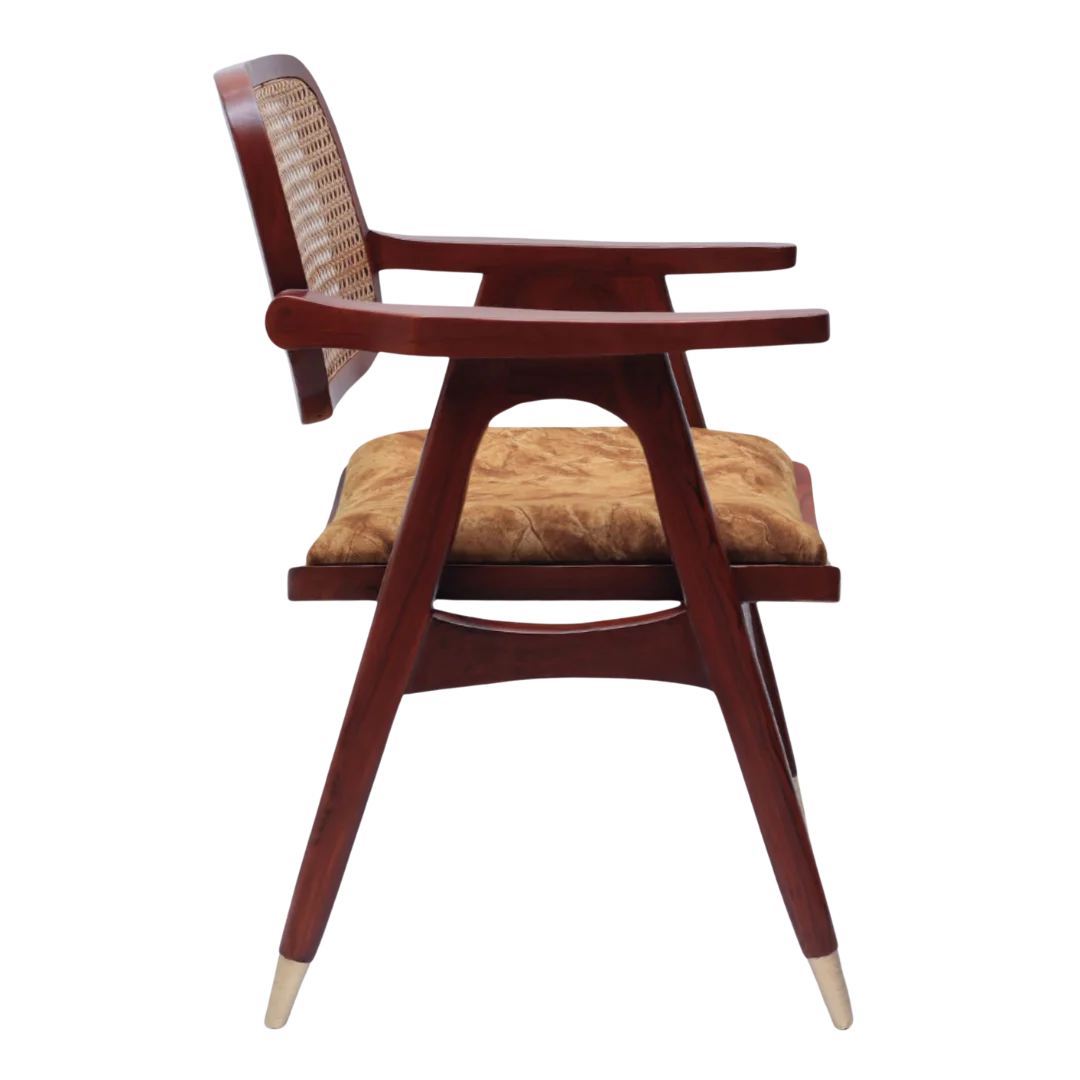 Side View of Aakar Teak Wood Arm Chairs (Brown Gold)