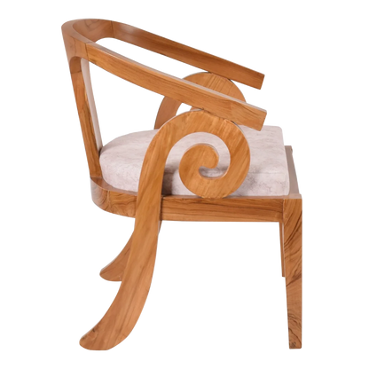 Side View of Arlaxa Teak Wood Arm Chair (Teak Beige)