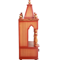 Side View of Satvika Wall Mount Pooja Mandir without Door (Teak Gold)