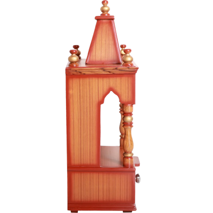 Side View of Satvika Wall Mount Pooja Mandir without Door (Teak Gold)