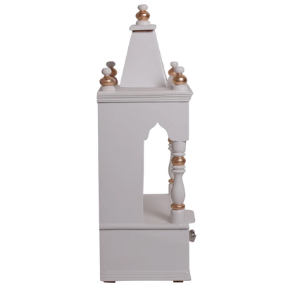 Side View of Sphatika Wall Mount Pooja Mandir without Door(White Gold)