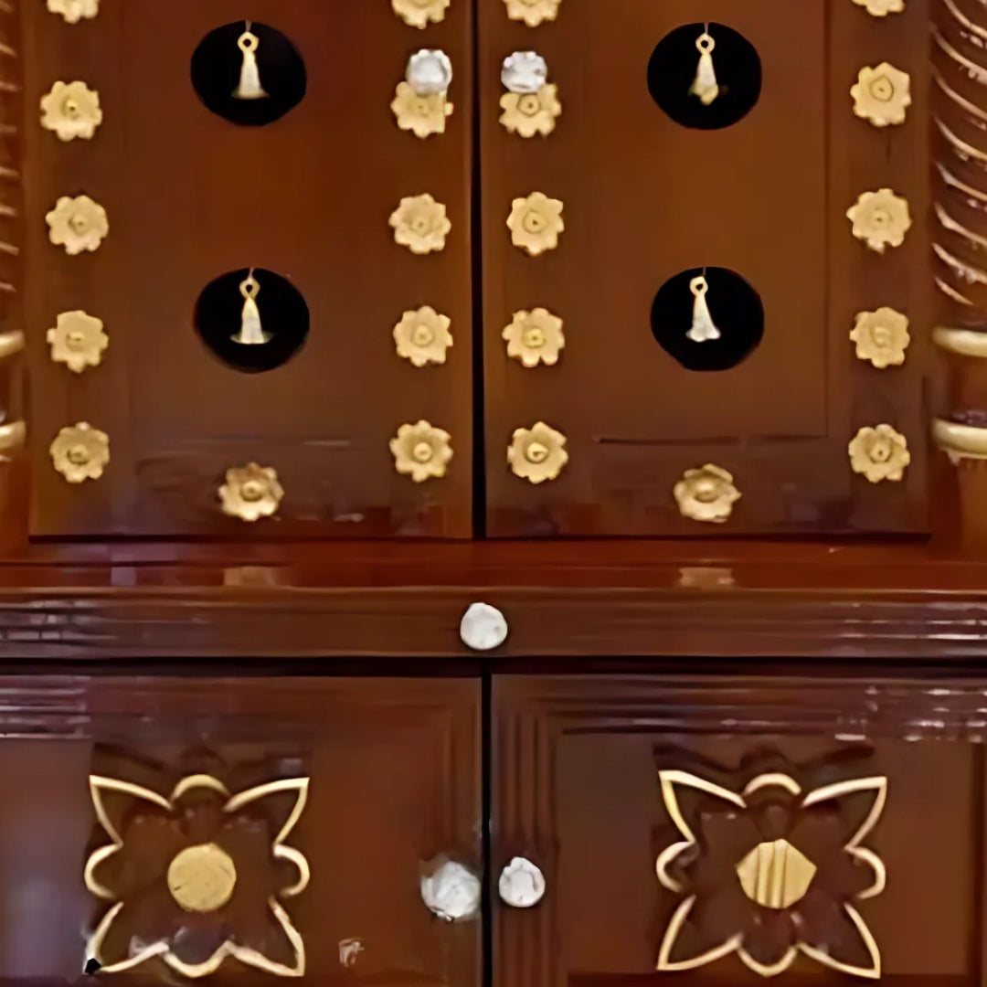 Simha Teak Wood Mandap (Brown) close  view 
