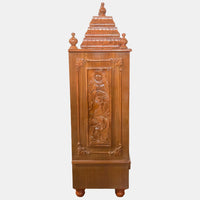 Smaran Teak Wood Pooja Mandir With Doors (Teak) Side View