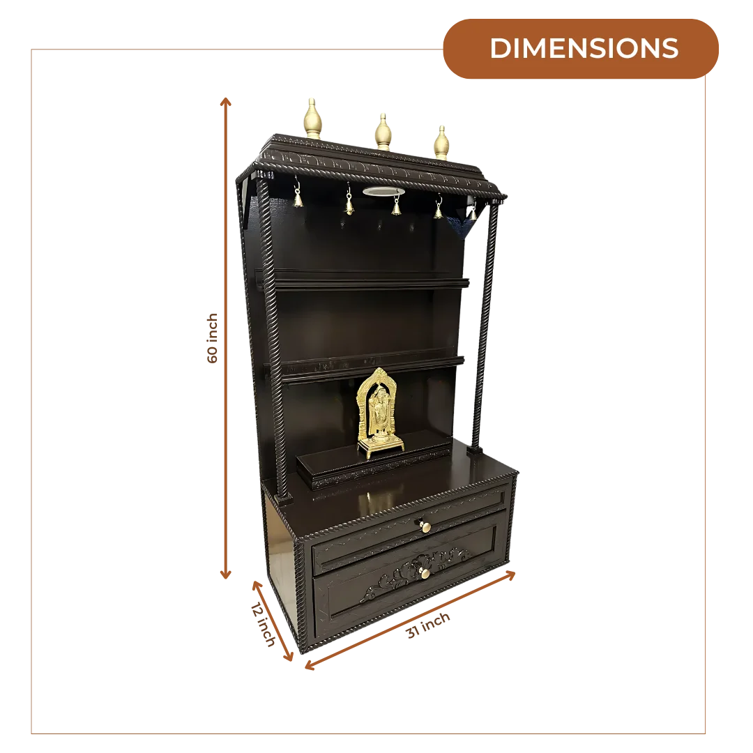 Smruti Teak Wood Mandap (Choco Brown) dimensions