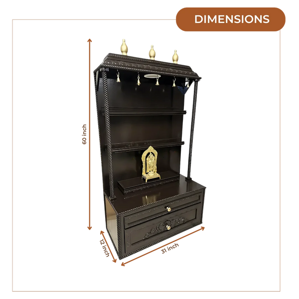 Smruti Teak Wood Mandap (Choco Brown) dimensions