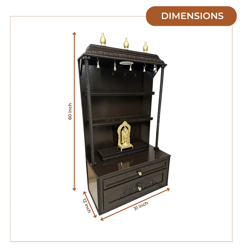 Smruti Teak Wood Mandap (Choco Brown) dimensions