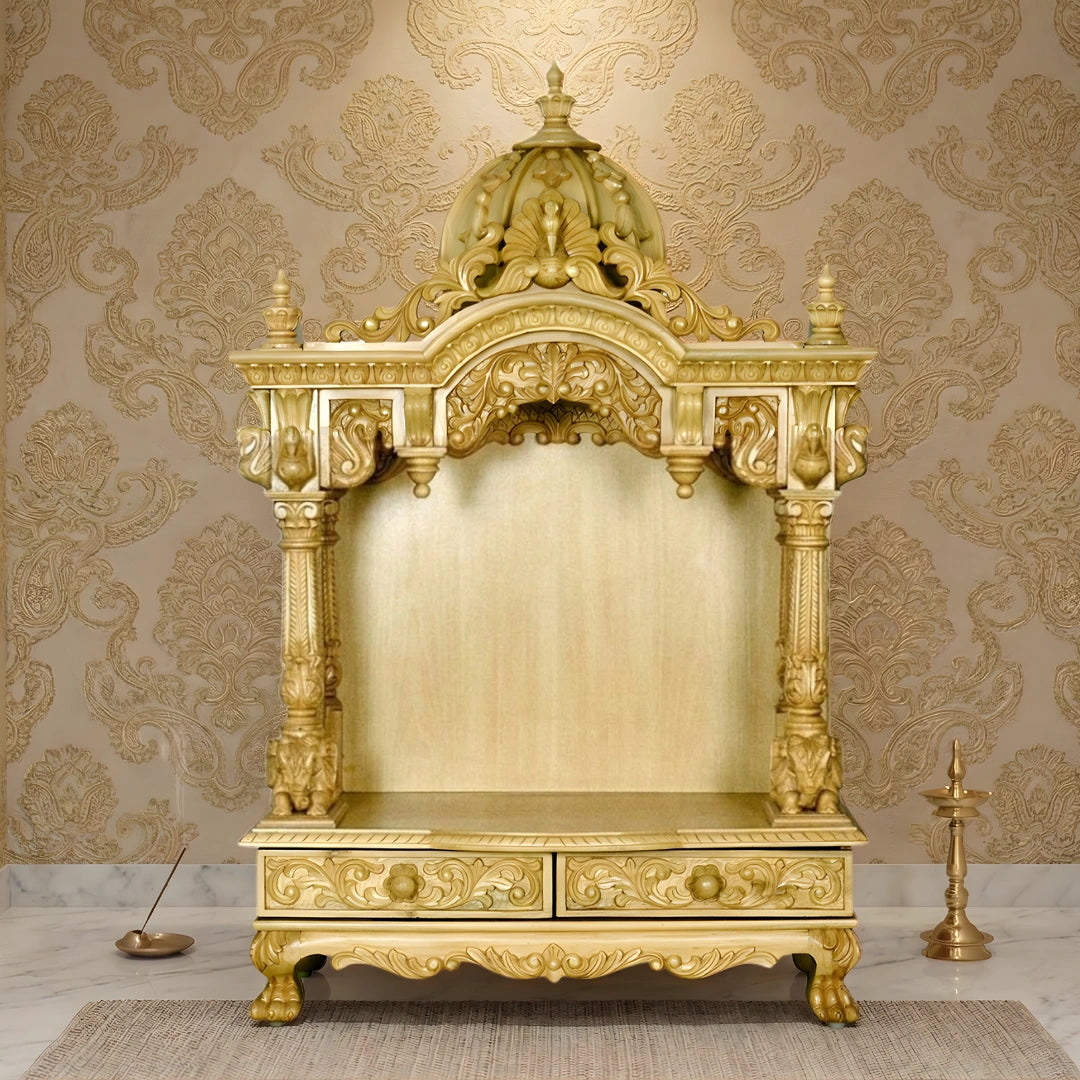Someshwara Teak Wood Mandir (gold) lifestyle view 