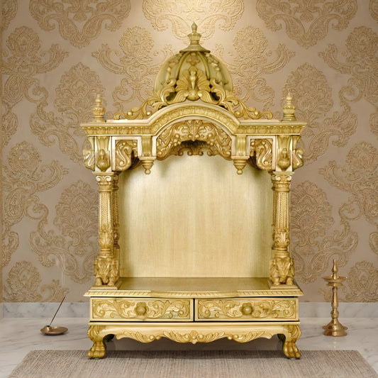 Someshwara Teak Wood Mandir (gold) lifestyle view 