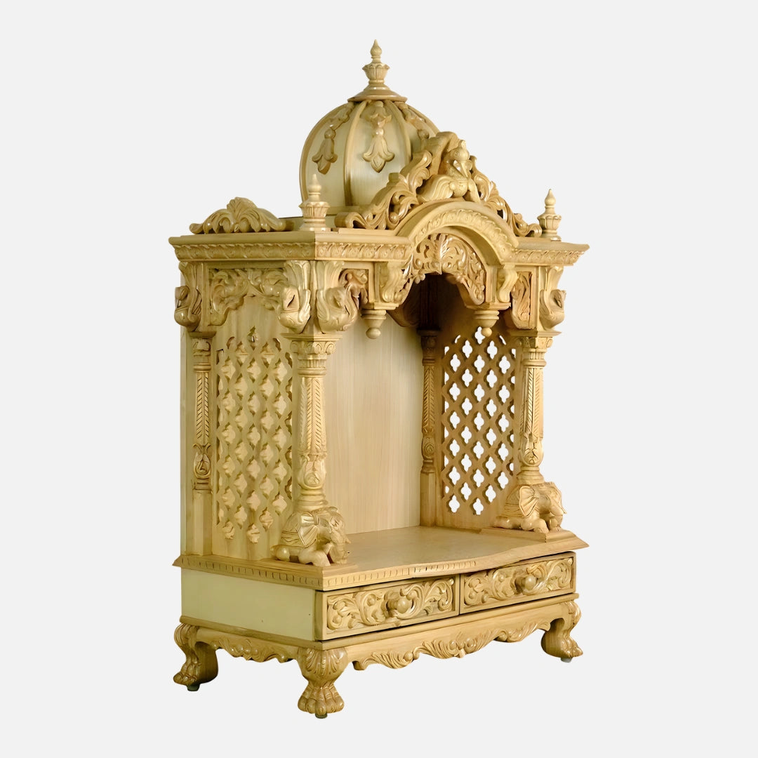 Someshwara Teak Wood Mandir (gold) side angle
