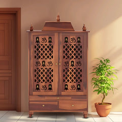 Somith Sheesham Wood Pooja Mandap with Door (Teak)