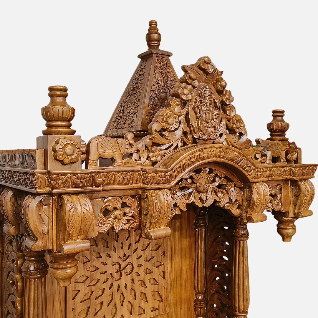  Somnath Teak Wood Mandap (Teak) top zoom view 