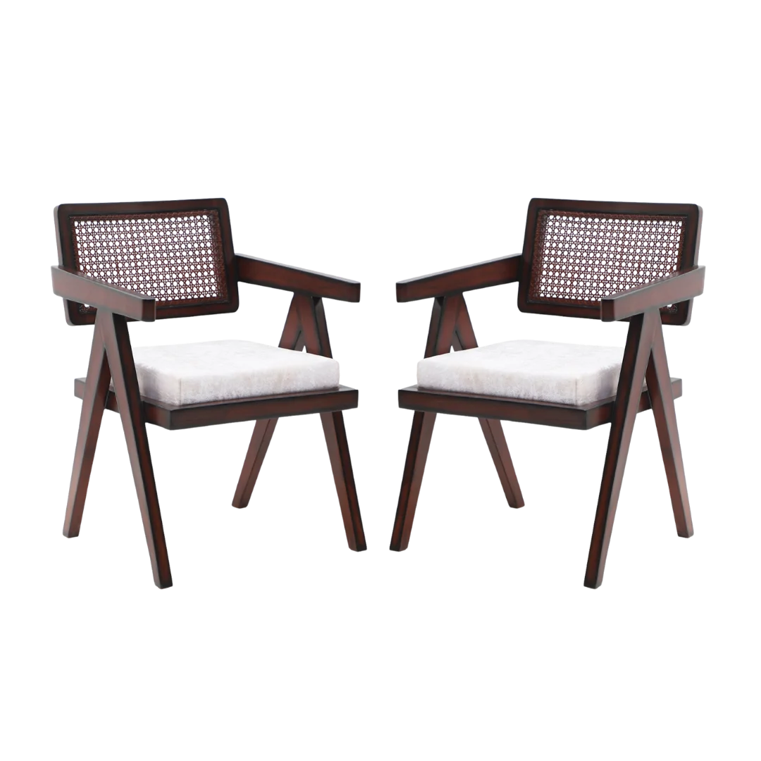 Sora Teak Wood Lounge Chairs (Brown Beige) 2 chair place together 