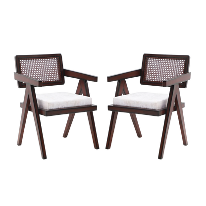 Sora Teak Wood Lounge Chairs (Brown Beige) 2 chair place together 