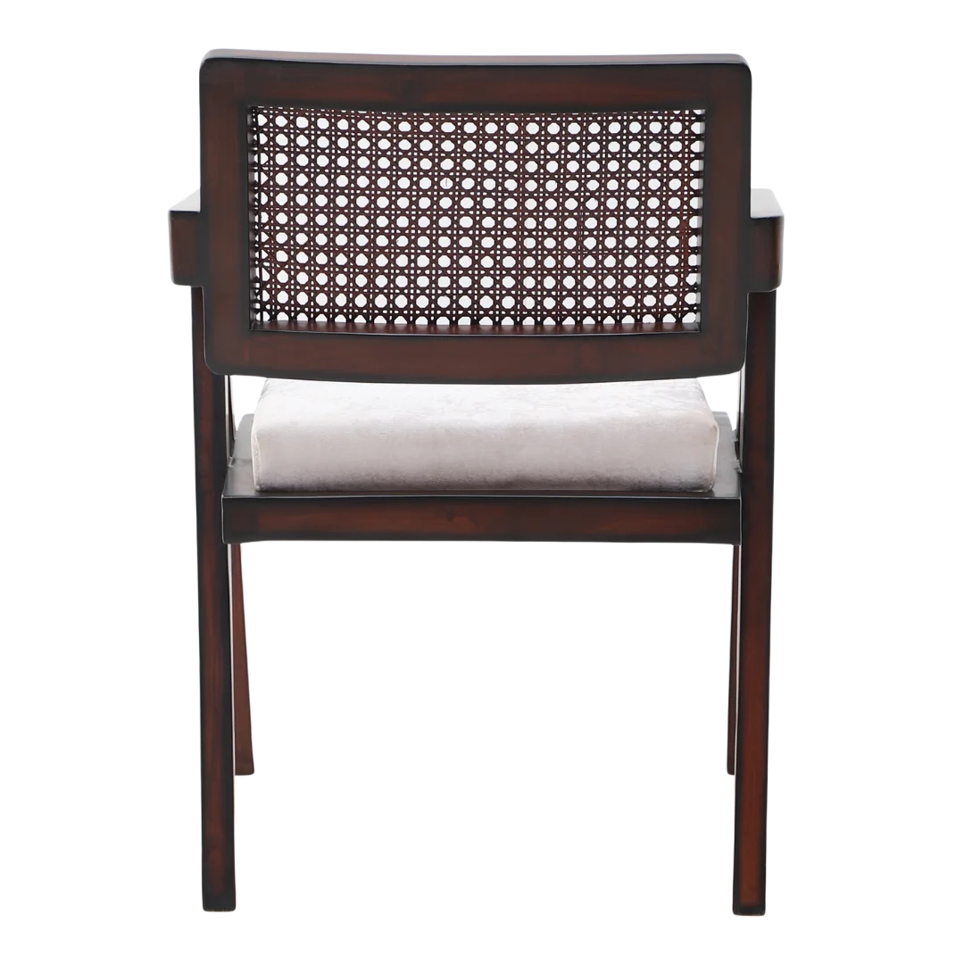 Sora Teak Wood Lounge Chairs (Brown Beige) back view