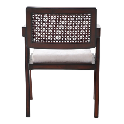 Sora Teak Wood Lounge Chairs (Brown Beige) back view