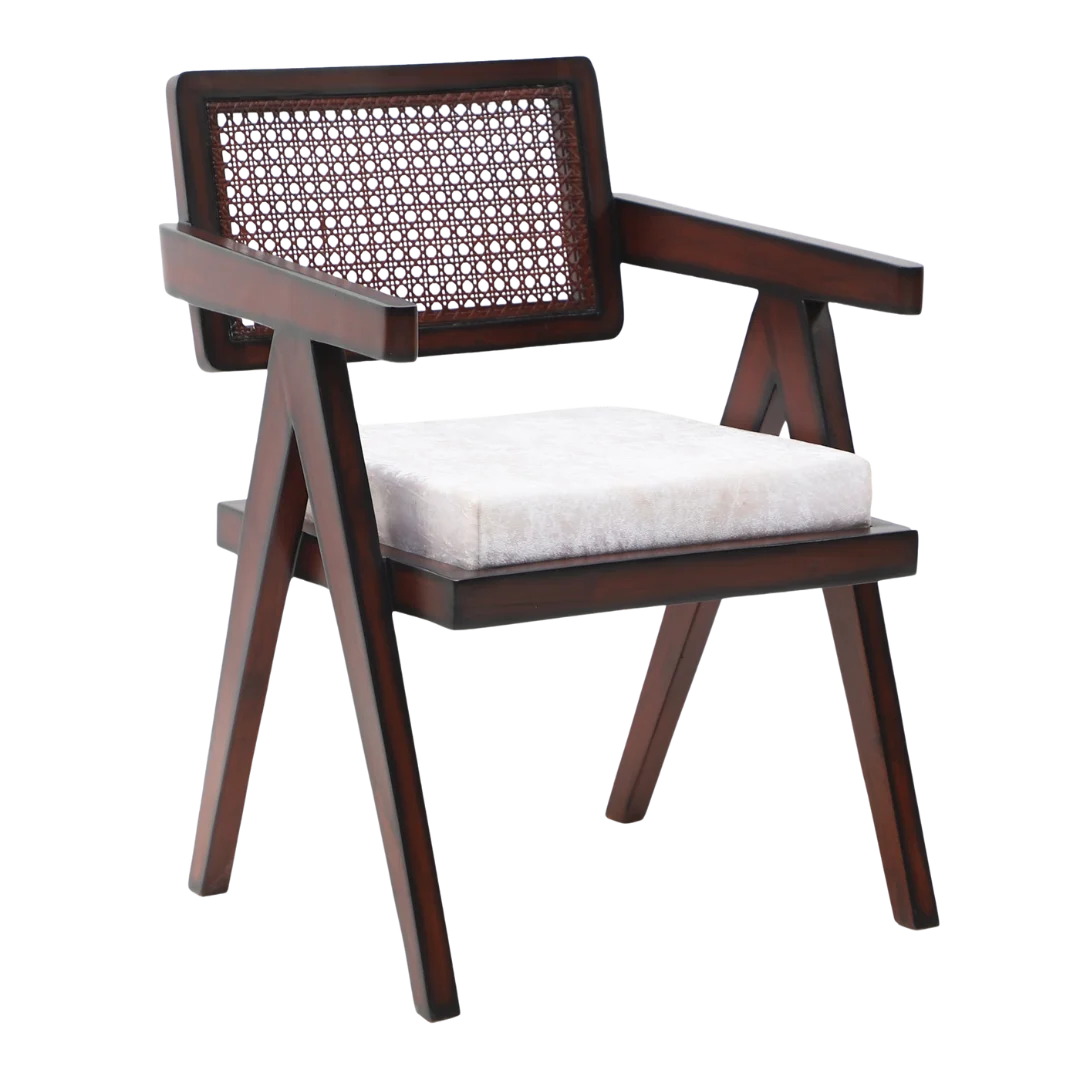 Sora Teak Wood Lounge Chairs (Brown Beige) side angle