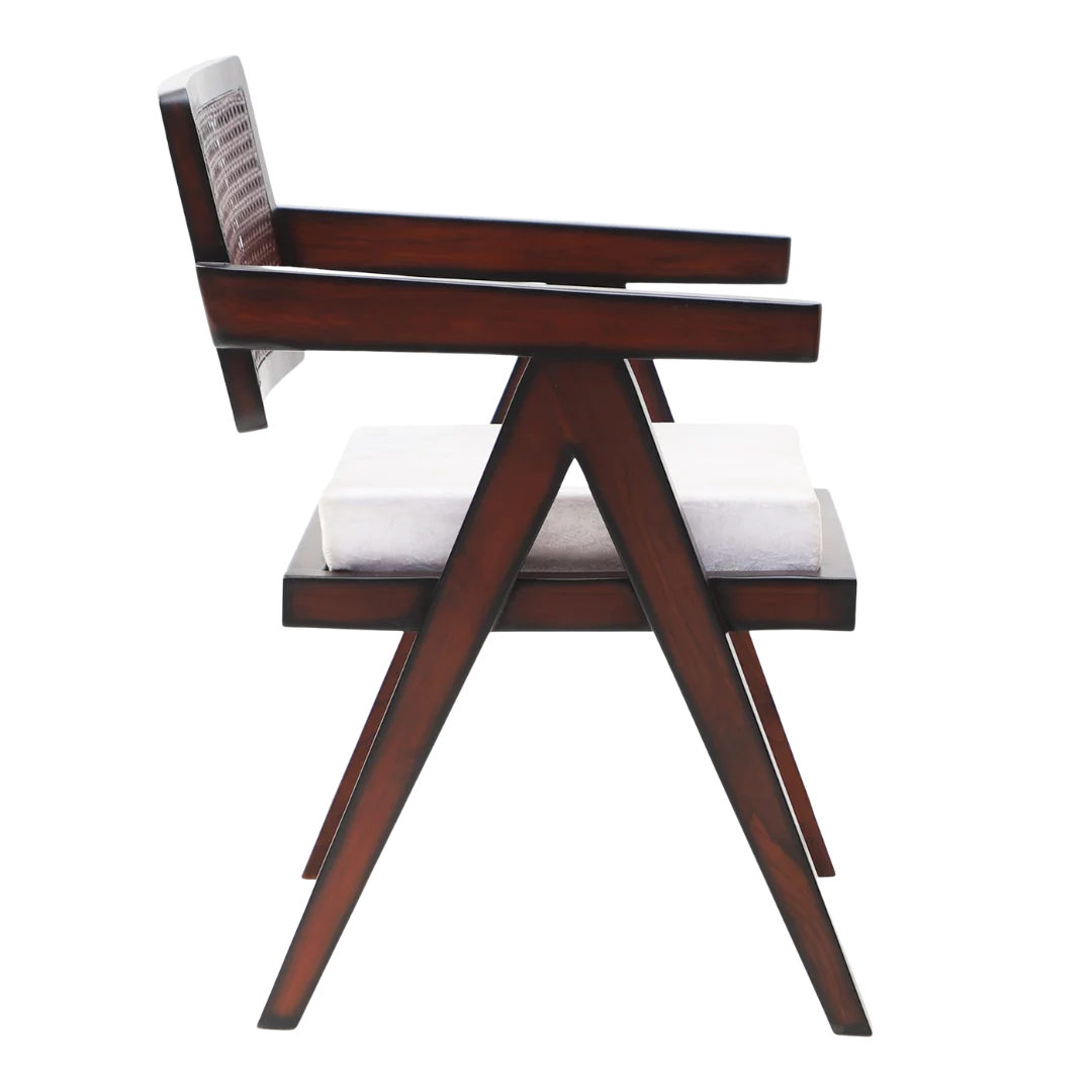 Sora Teak Wood Lounge Chairs (Brown Beige) side view