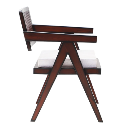 Sora Teak Wood Lounge Chairs (Brown Beige) side view