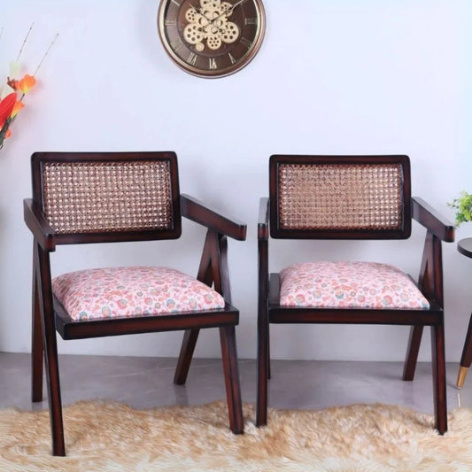 Lifestyle Image of Sora Teak Wood Lounge Chairs (Brown White)