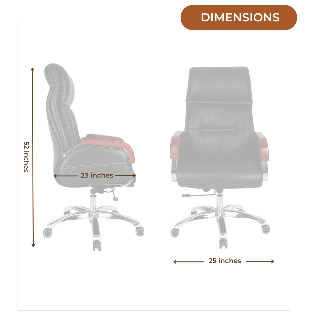 Sperity High Back Office Executive Chair (Black) Dimensions