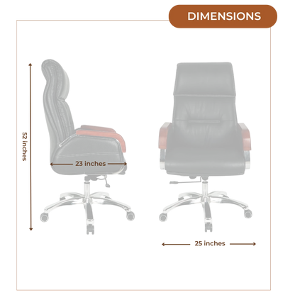 Sperity High Back Office Executive Chair (Black) Dimensions