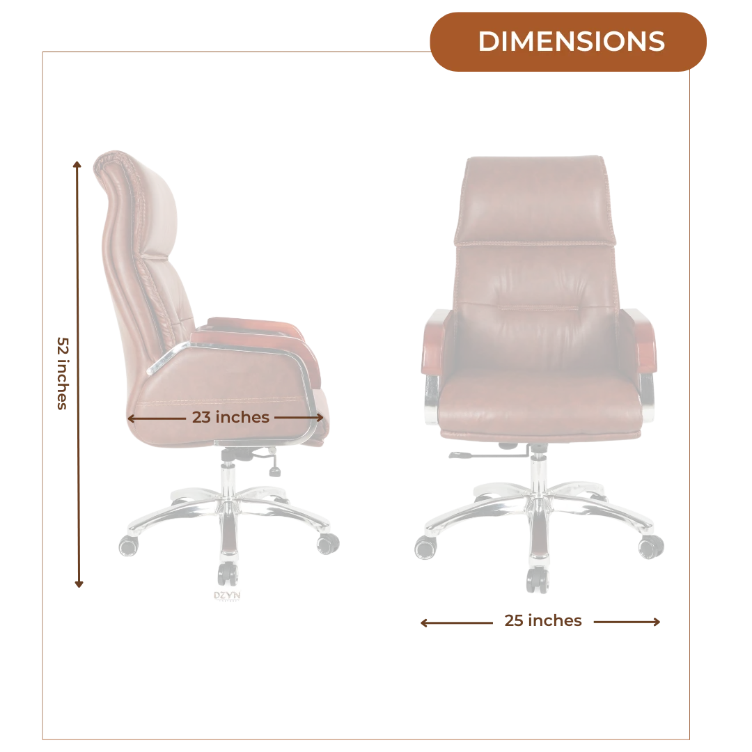 Sperity High Back Office Executive Chair (Brown) Dimensions