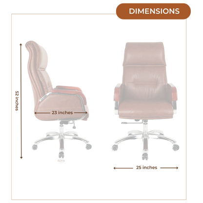 Sperity High Back Office Executive Chair (Brown) Dimensions