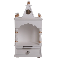 Sphatika Wall Mount Pooja Mandir without Door Front View(White Gold)