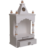 Sphatika Wall Mount Pooja Mandir without Door Side Angle View(White Gold)