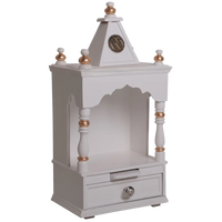 Sphatika Wall Mount Pooja Mandir without Door Side Angle(White Gold)