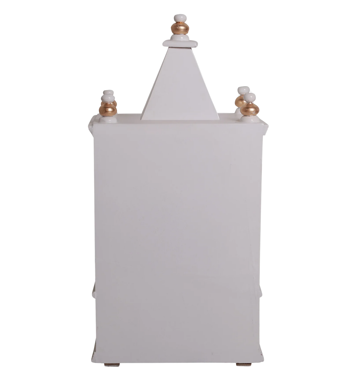 Sphatika Wall Mount Pooja Mandir without Door (White Gold) Backside Image