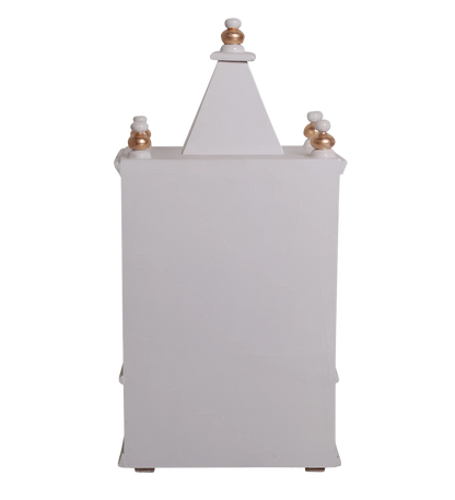 Sphatika Wall Mount Pooja Mandir without Door (White Gold) Backside Image
