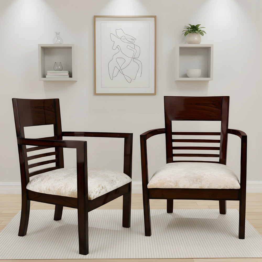 Spring Brown Accent Wooden Arm Chairs (Brown) lifestyle image 