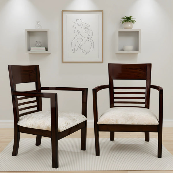 Spring Brown Accent Wooden Arm Chairs (Brown)