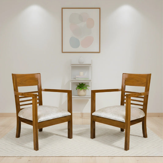 Spring Brown Accent Wooden Arm Chairs (Teak) lifestyle image 