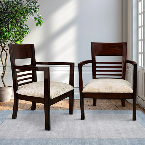 Spring Brown Accent Wooden Arm Chairs (Brown)
