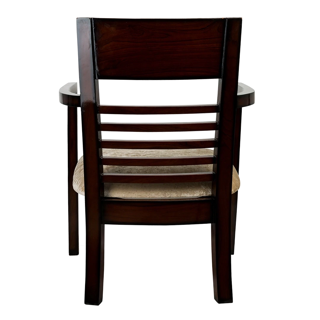 Spring Brown Accent Wooden Arm Chairs in Brown color back view